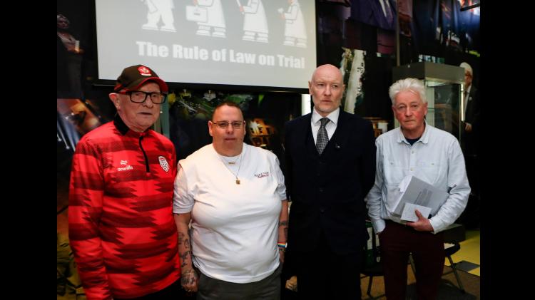 Micky English (Gary English's father), Jackie Brown (Jim Brown's sister), Dr Brian Dooley (Human Rights First) & Paul O'Connor (Pat Finucane Centre).