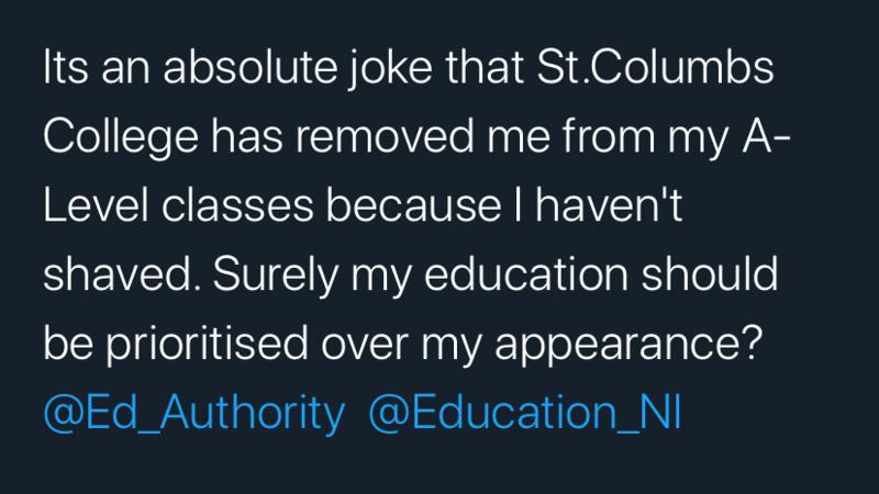 St. Columb's College pupil airs grievances over school's policy on beards
