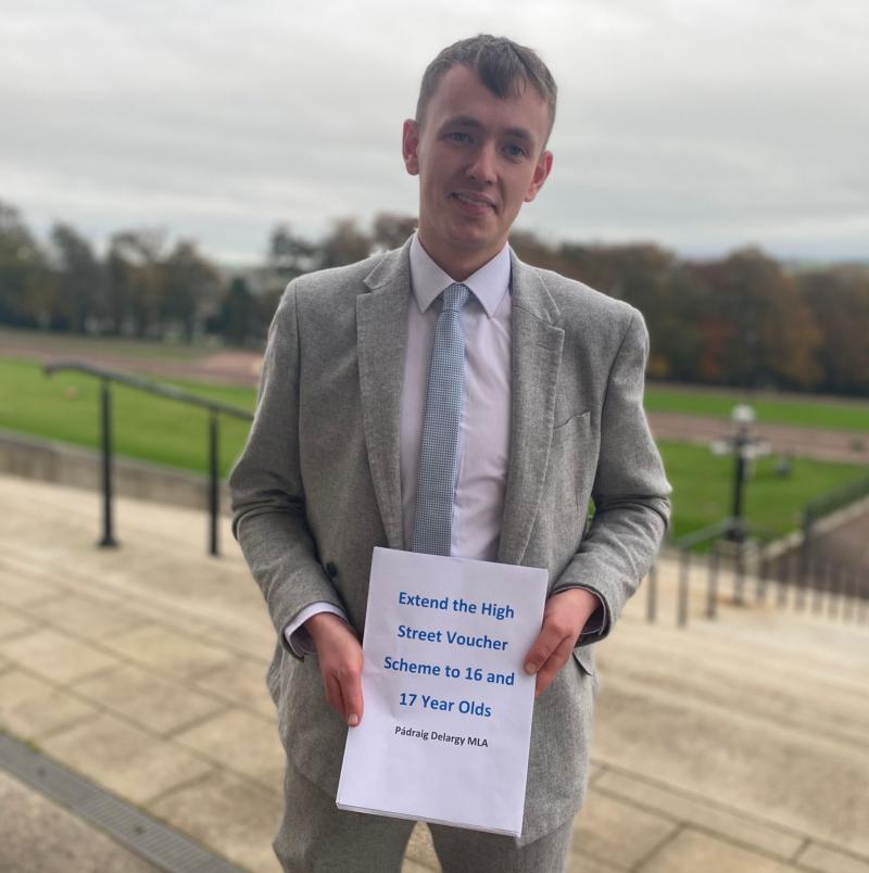 Delargy presents High Street Voucher petition to Assembly