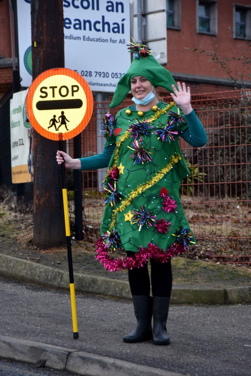 County Derry Lollipop lady spreading Christmas joy to all