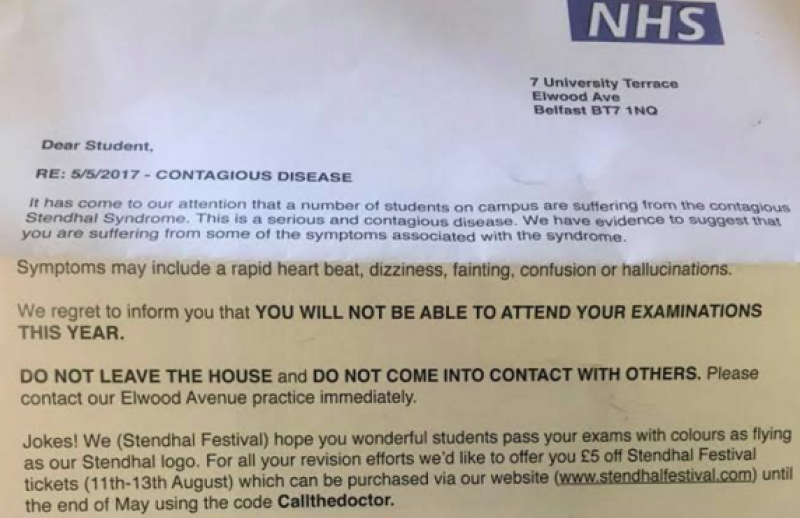 Over 2000 NI students have received a prank letter from County Derry