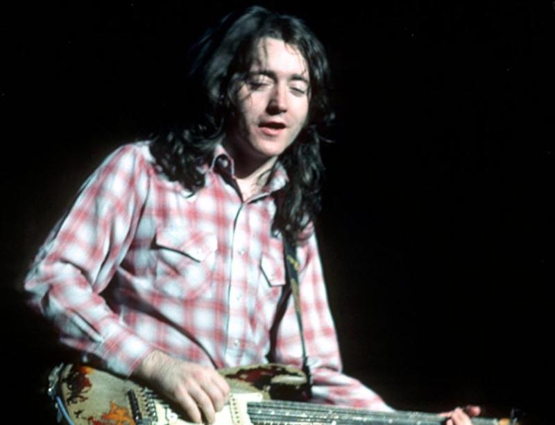 The late Rory Gallagher in classic pose. The Ballyshannon legend is to be honoured with a new commemorative coin