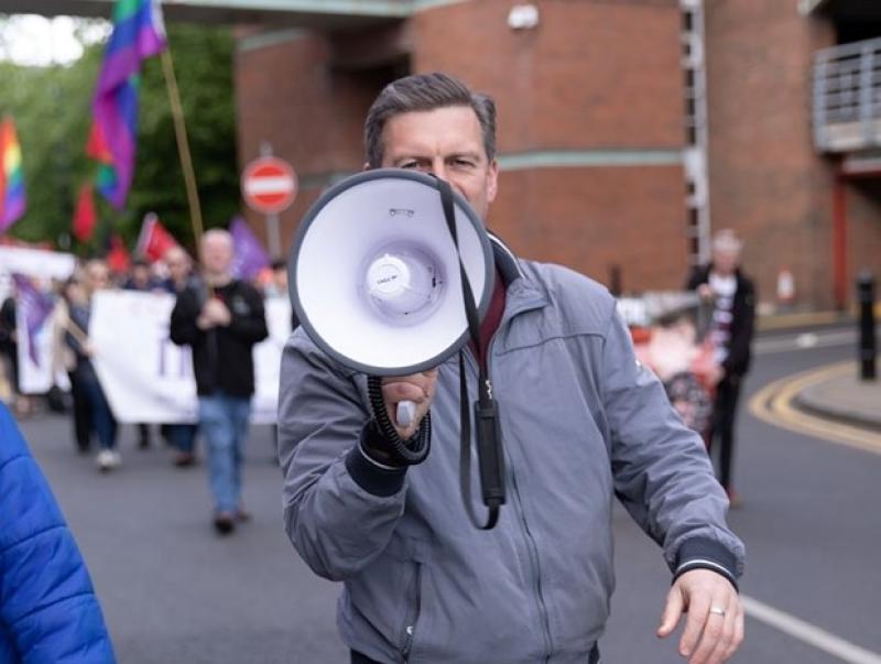 Shaun Harkin with megaphone (2)