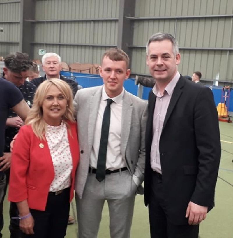 Sinn Féin's successful Foyle Assembly candidates Ciara Ferguson and Pádraig Delargy with Donegal TD, Pearse Doherty.