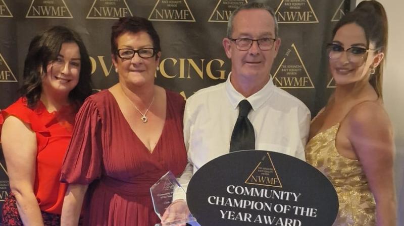 Community Champion Eddie Breslin with his daughter, Nicole Armstrong; wife,  Christine Breslin; and daughter, Dannika Breslin.