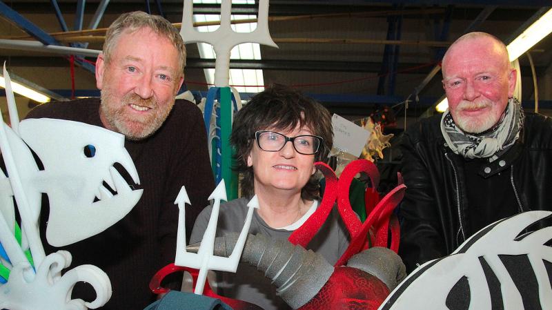 Jim Collins (Project Director), Helen Quigley (Costume Co-ordinator) and Gavin O'Connor (Arts' Council).