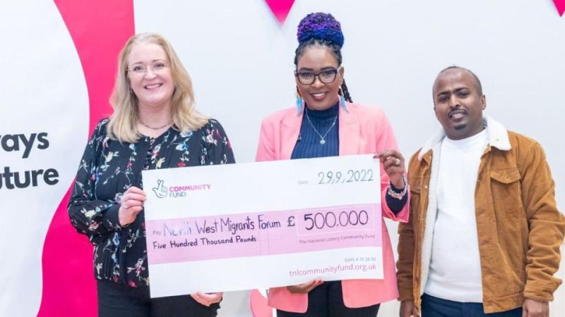 Lorraine Gillen, Funding Officer from the National Lottery Community Fund Lillian Seenoi-Barr, Director of Programmes at NWMF and Idris Mahmud, NWMF Board Member.
