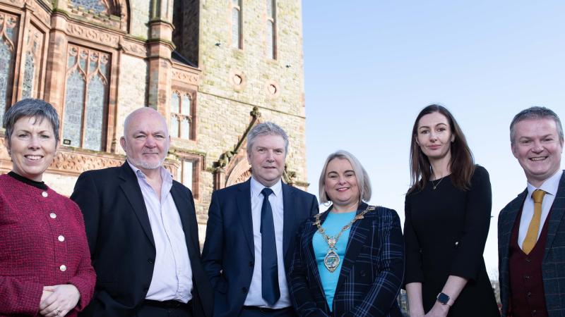 (l-r) Dr Orla Flynn, President of Atlantic Technological University, Professor Liam Maguire, PVC Ulster University, Jim Livesey, VP Research and Innovation University of Galway and Dr Caroline Murphy,