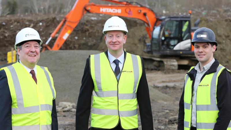 Pictured at the site of Arbour Housing’s new affordable housing development at Buncrana Road in Derry are Danske Bank’s Paul Herbison, Arbour Housing CEO Kieran Matthews, and Jordan Allingham from EHA