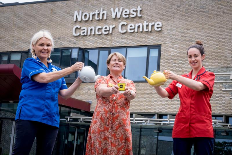 Colleen Shaw, Chief Executive of Friends of the Cancer Centre is joined by Lorna Caplis, Sperrin Suite Manager and Jennifer McLaughlin, Sperrin Suite Deputy Sister.
