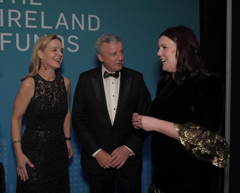 Caitriona Fottrell (President & CEO, Ireland Funds); John Murphy (President & CFO, Coca-Cola); & Lisa McGee, creator of Derry Girls at Ireland Fund's 45th Anniversary New York Gala (Pic-James Higgins)