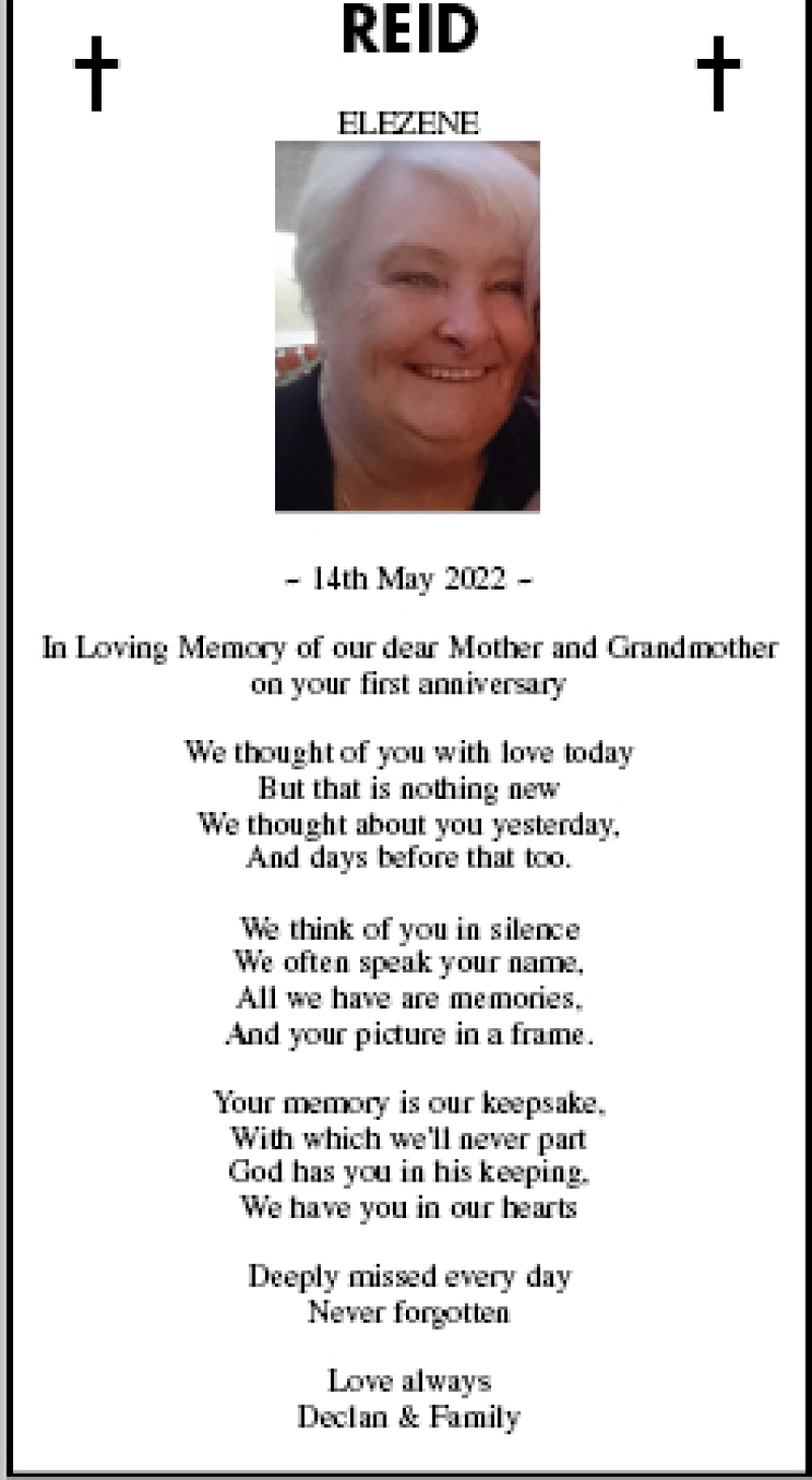 Memoriam - Elezene Reid - 1st Anniversary