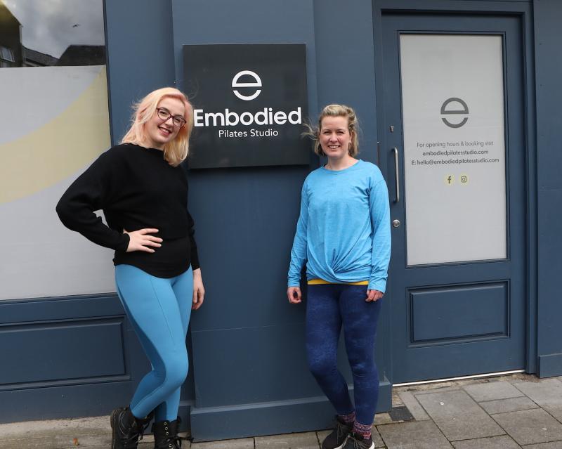 Louise Carey and Laurie Schneider of Embodied Pilates Studio, celebrating their first anniversary at their premises at 2, Clarendon Street.