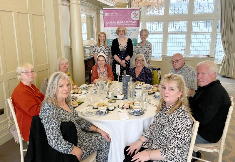 Carers enjoying Afternoon Team pictured with Geraldine McLaughlin, Carers Development Worker; Cathy Magowan, Carers Co-ordinator and Valerie Spencer, Service Manager.