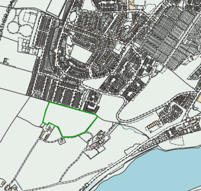 Map showing 'Controversial' housing plans opposed by Creggan residents.