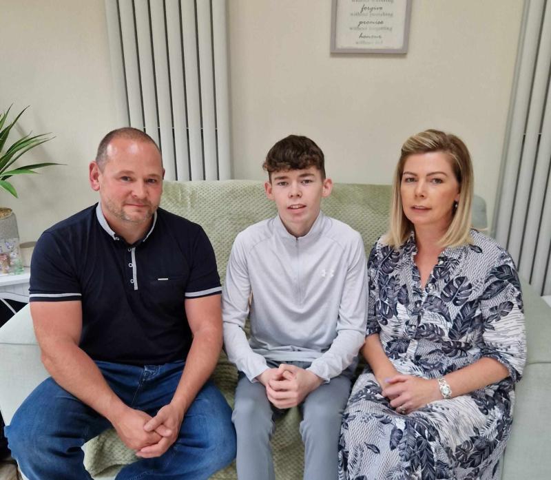 Oran Carlin with his dad, Oran, and Mum, Breanda.