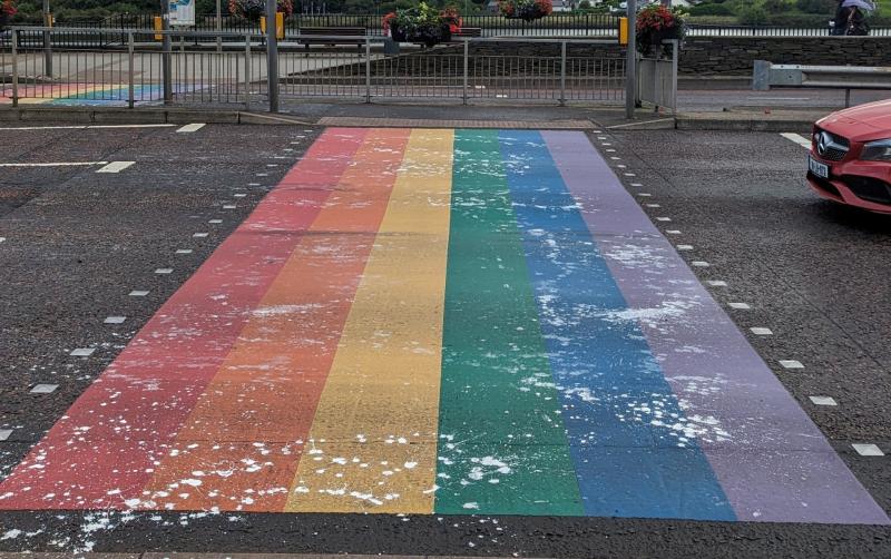 Anger as Derry rainbow crossing daubed with paint