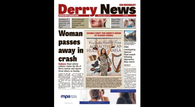 Derry News always  first with the  news  - Front Page  - Monday, August 14, 2023