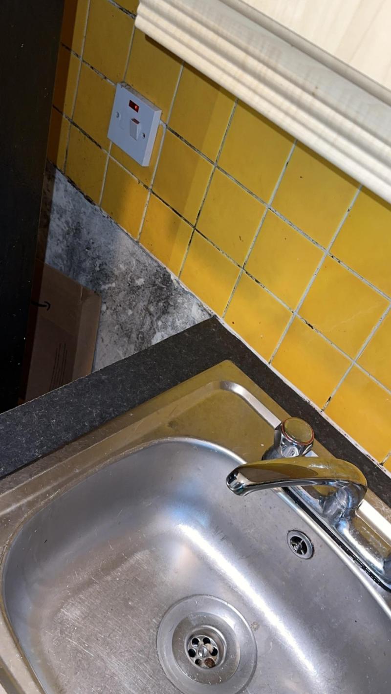 Mould in the kitchen of damp private rented accommodation.