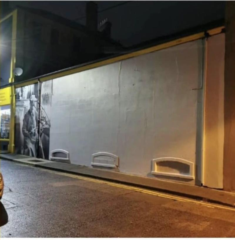 Commemorative Joe Biden mural.