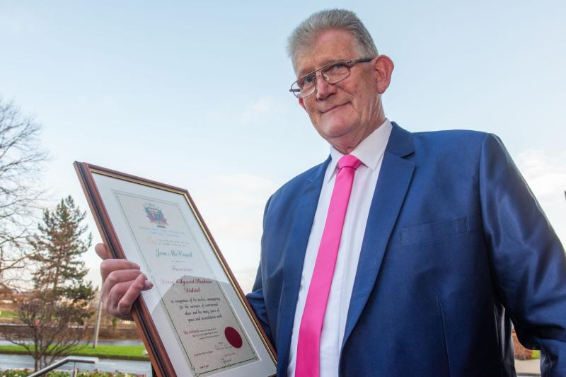 Jon McCourt who has been awarded the freedom of Derry City and Strabane following a ceremony in the Guildhall.