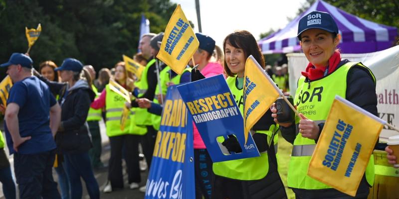 Derry radiographers join public sector strike today.