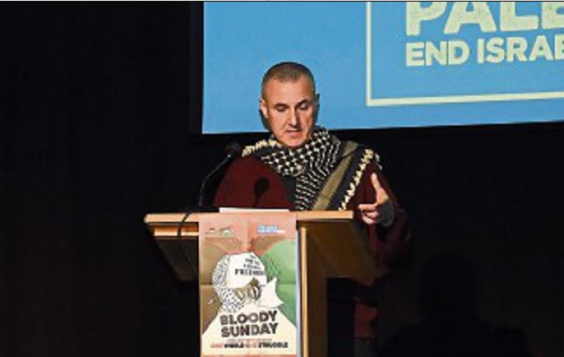 Co-founder of the Boycott, Divestment, and Sanctions (BDS) Movement for Palestinian Rights, Omar Barghouti delivering the Annual Bloody Sunday Lecture.