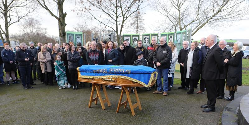 Derry Republican's gather at the Shantallow Monument to pay tribute to veteran Republican Gerry McCartney.