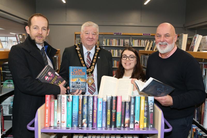 Mayor of Causeway Coast and Glens, Councillor Steven Callaghan with Luke McCloskey, Chloe Stewart and Marc McGerty.