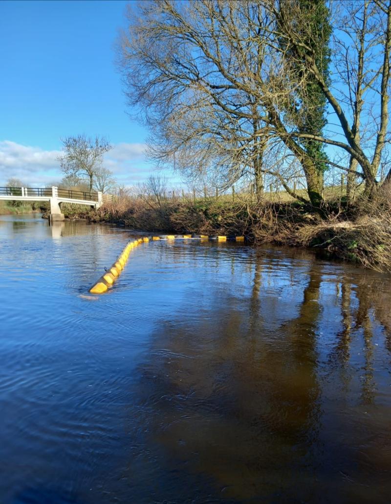 Debris boom in Ballinderry River