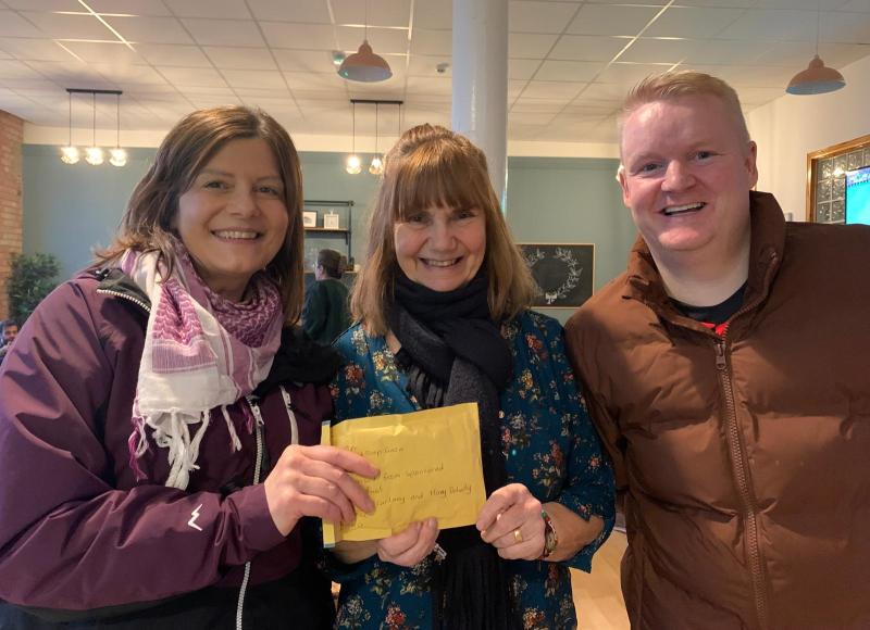 Derry ISPC activists Mary Doherty and Rory McCartney with Hilda Orr from Fund a Food Drop.