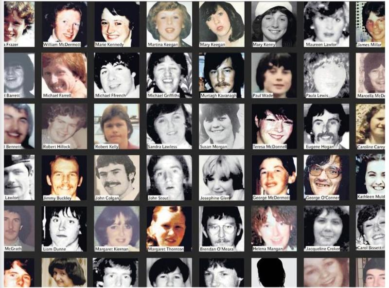 A montage of the 48 people who died in the 1981 Stardust fire in Artane in Dublin.