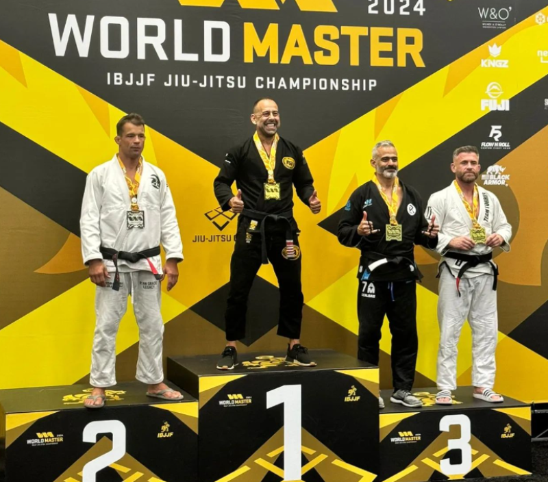 Martin McLaughlin on the podium at World Master IBJJF Jiu-Jitsu Championship (Credit: Martin_mcl - instagram)