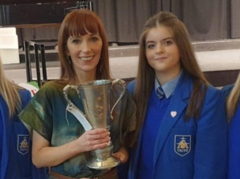 Cameron Kelly with Emma Jayne Kelly, Choral Director at St Mary's College, Derry, celebrating winning the Best Choir Award 2024 at Dublin Ceoil in March.