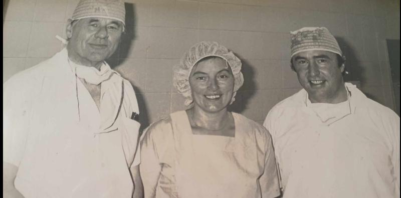 Mr Frank Harvey, ENT consultant; Ursula Clifford, head of theatre nursing; and Finn Houlihan, registrar, at Altnagelvin Hospital.