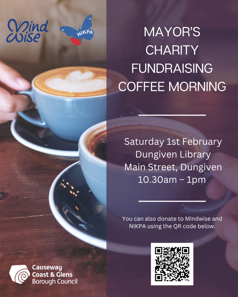 Mayor of Causeway Coast and Glens holds coffee mornings in support of charities MindWise and NIKPA