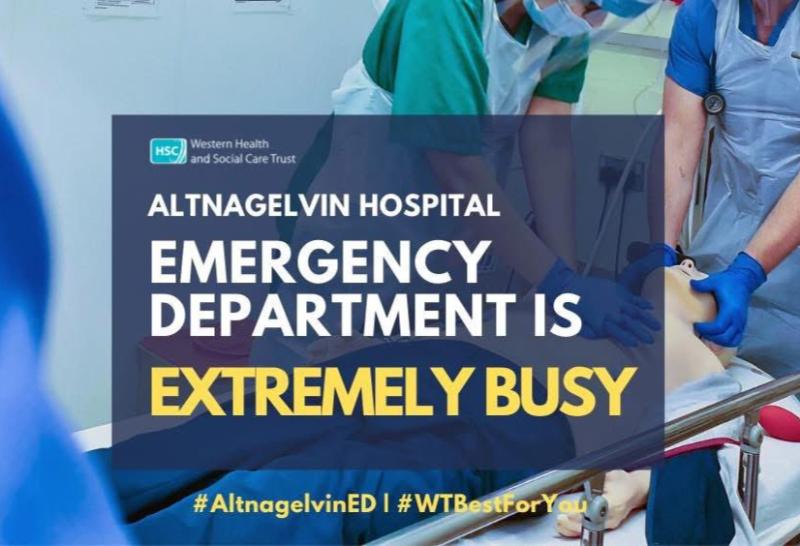 Altnagelvin Hospital Emergency Department is extremely busy with over 100 patients waiting for treatment