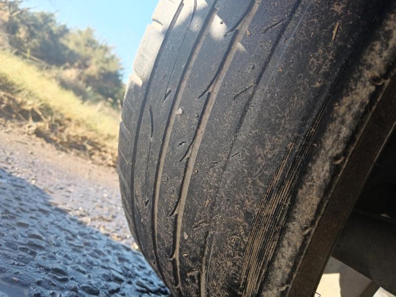 Deflated tyre in Dungiven: Photo: PSNI