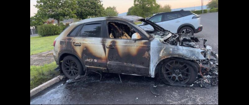 The burnt out remains of Courtney McFadden's car.