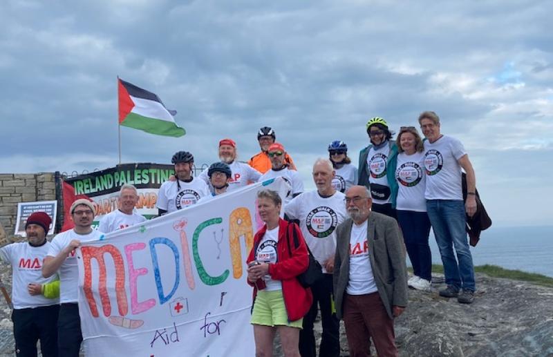 Derry / Donegal Malin to Mizen cyclists who are fundraising for medical Aid for Palestine.