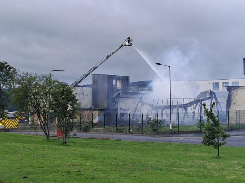 Emergency services deal with fire at derelict Faughan Valley High School premises