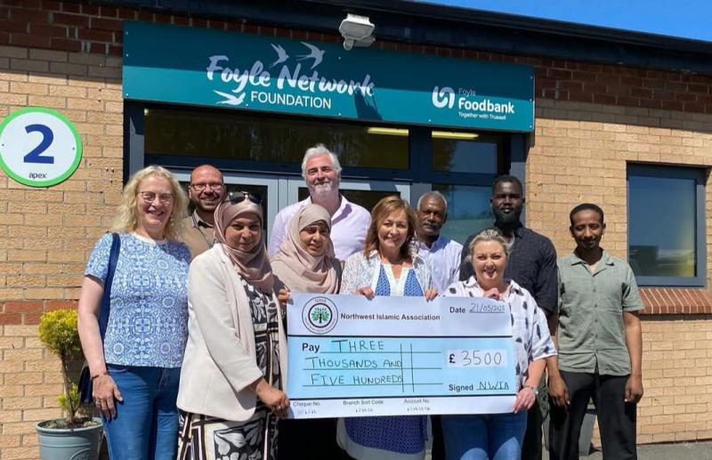 Members of the NW Islamic Association and friends who raised &pound;3,500 for the Foyle Foodbank during Ramadan.
