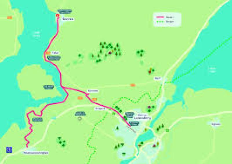 Map of the proposed Derry to Buncrana Greenway.