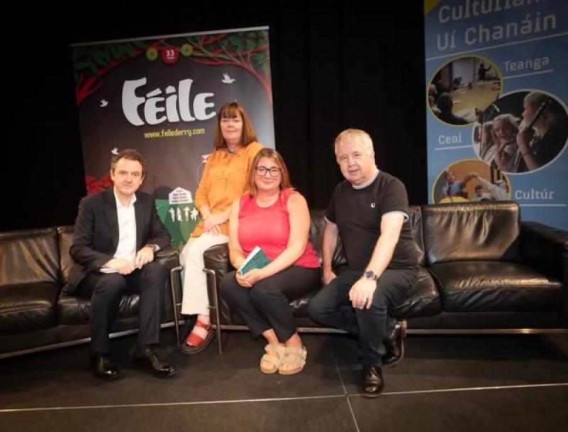 From left: Prof Colin Harvey (Ireland's Future), Catherine McGinty (Journalist), Andr&eacute;e Murphy (Ireland's Future) and Charles Lamberton (F&eacute;ile Derry). 