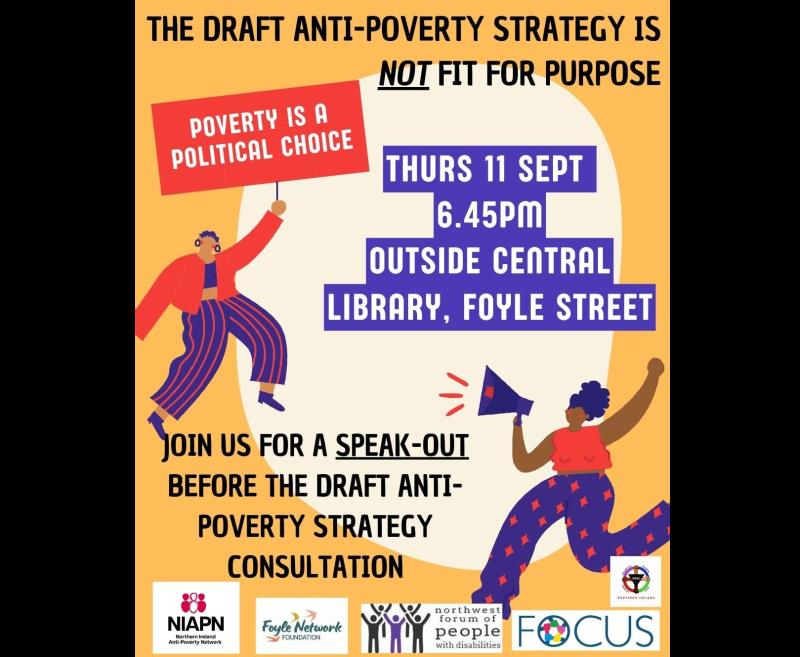 Anti Poverty Network calling on people of Derry, community organisations, unions and faith leaders to join the speak-out rally at Central Library