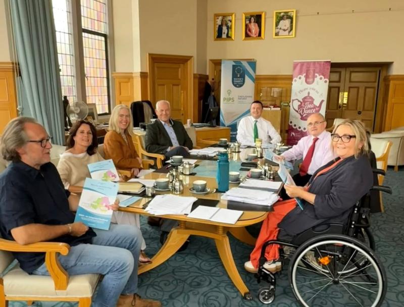 Jimmy Hamill SOAS; Karen Eccles SOAS; Alison McCullogh, CE, Fermanagh & Omagh; John Kepie, CE,  Derry & Strabane; Mayor Ruaraí Mc Hugh; Barry McElduff Chair Fermanagh & Omagh; Helen Hamill, SOAS.
