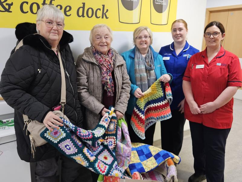 Limavady Library Knit and Knatter Group donate blankets to North West Cancer Centre