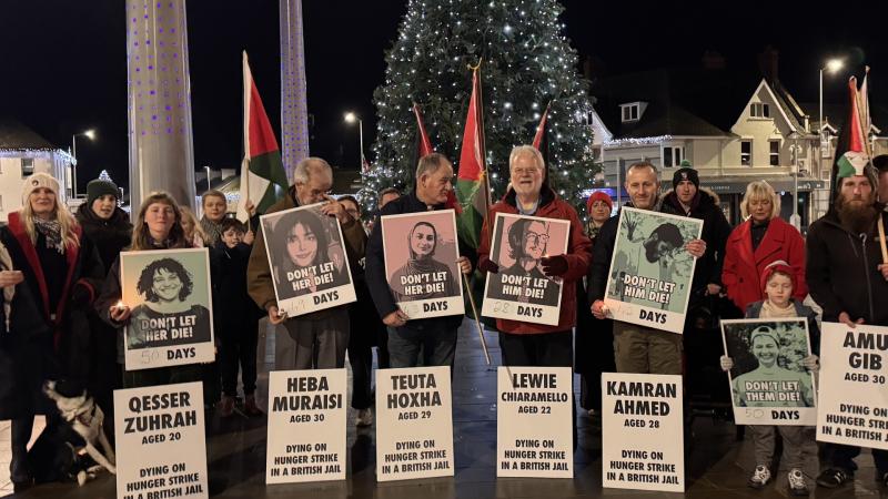 Protest held in Magherafelt for hunger strikers and against arms trade 