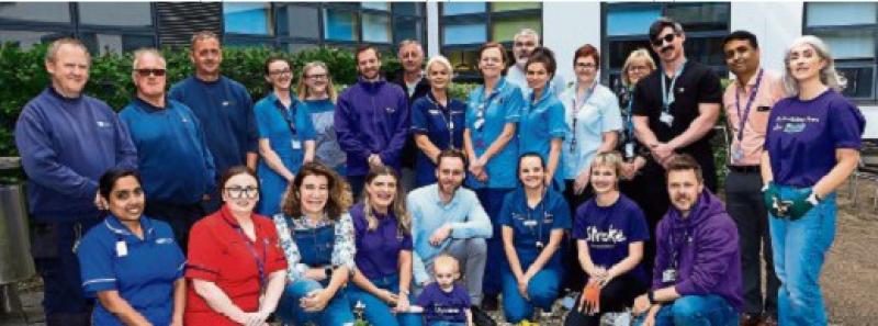 Representatives from the Stroke Association, stroke survivors and medal staff at the Stroke Association Garden opening in Altnagelvin.