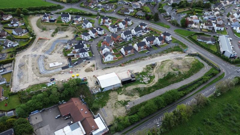 An aerial view of the unfinished Stoney Manor development.